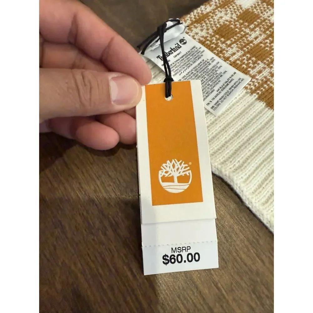Timberland Plaid Unisex Scarf Brown White Color One Size 63x9 NWT NEW $60